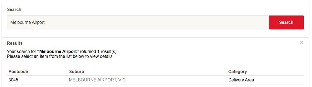Melbourne Airport Postcode Search